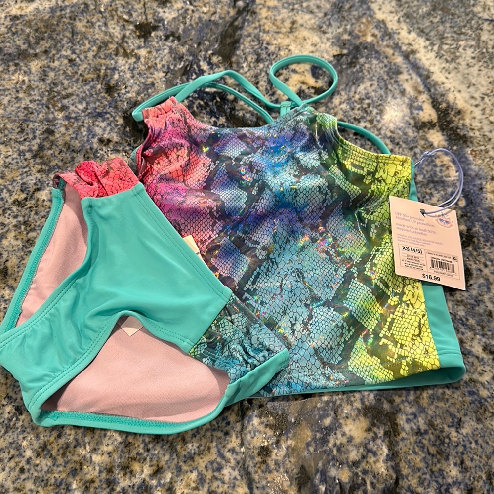 New With Tags Girls Tankini Set Size XS 4-5